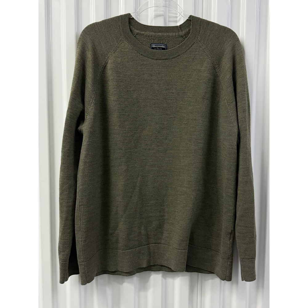 Abercrombie & Fitch Sweater Mens XXL Olive Green Good Raglan Crew Neck Knit